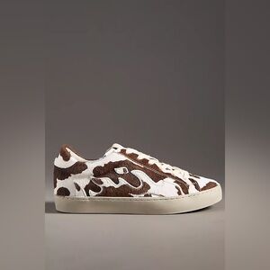 New Anthropologie Bibi Lou Gamin Brown Cow Pony Hair Sneakers sz 36